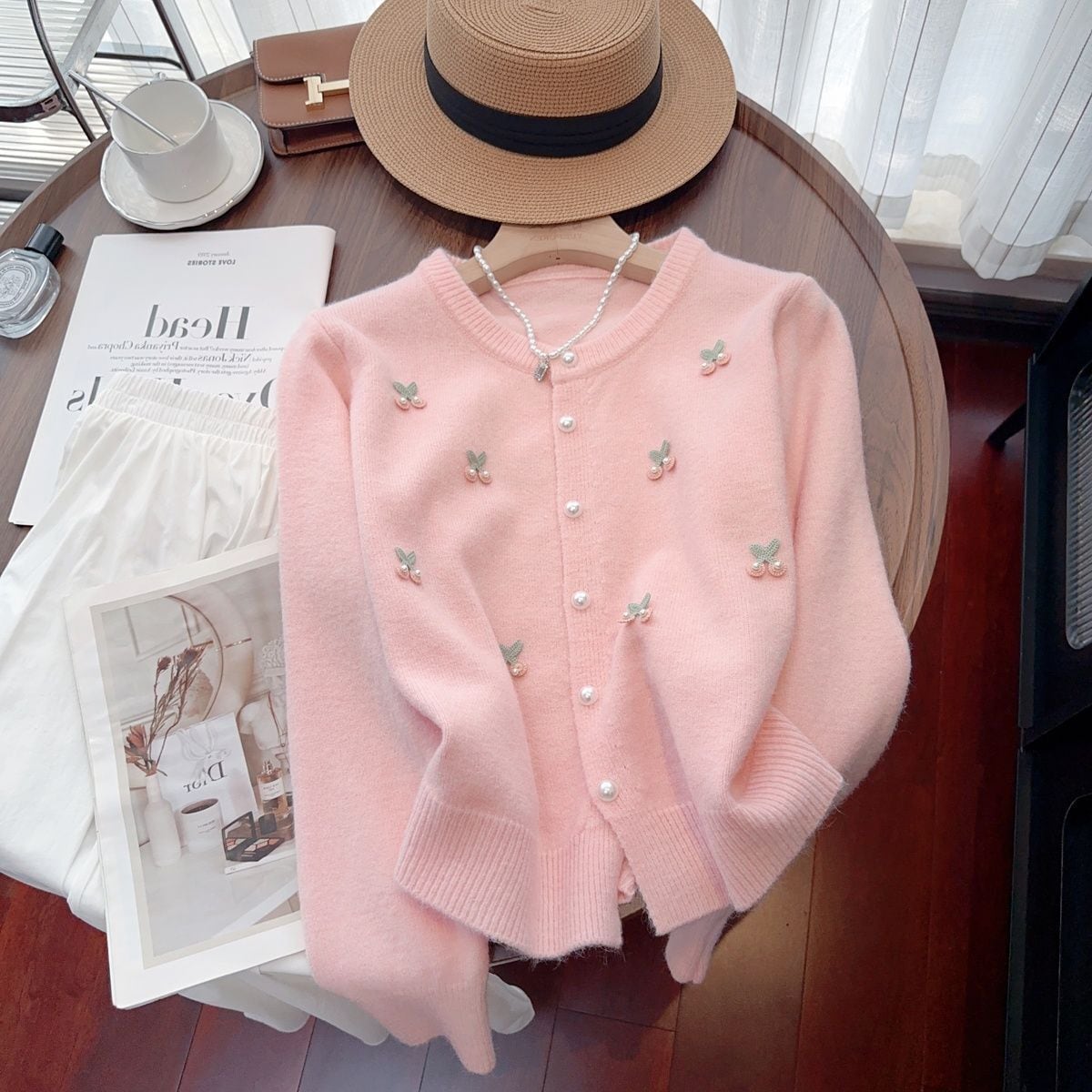 【outer】パールニットカーデ　M26407