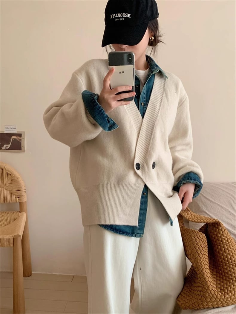【outer】Vネックニットカーデ　M25974