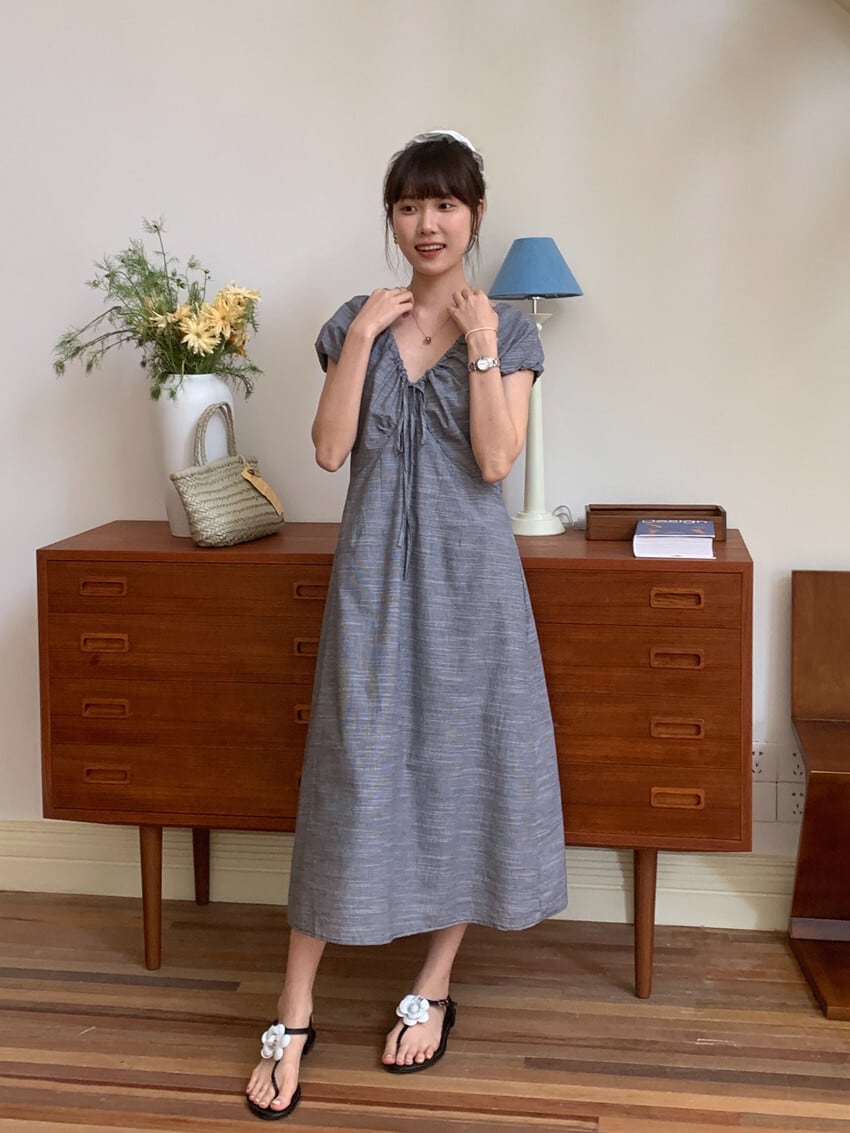 【dress】Vネックワンピース　M24642
