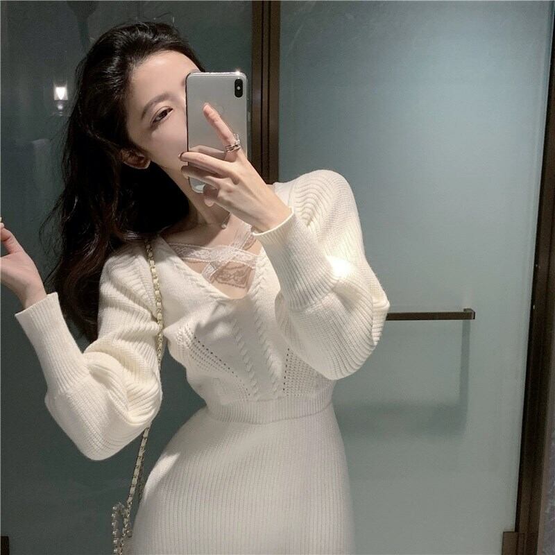 【dress】ニットミニワンピース 　N2265