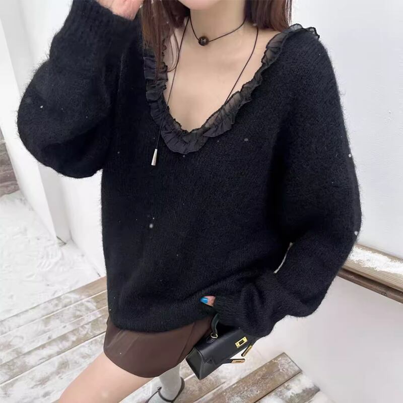 【tops】バックリボンニットトップス Q7372
