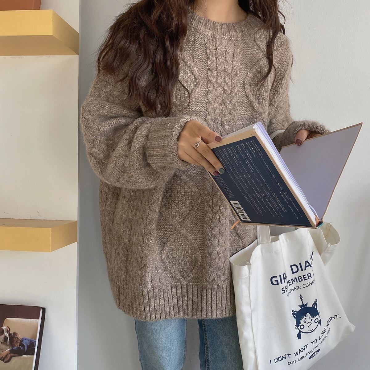 【tops】クルーネックニットセーター　M19014