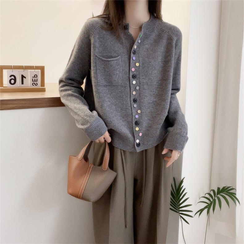 【outer】ボタンデザインニットカーデ　M25886