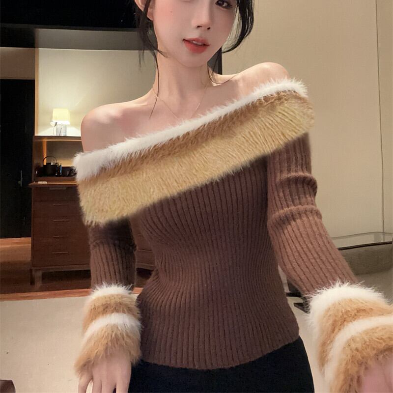 【tops】ボートネックニットトップス　M27705