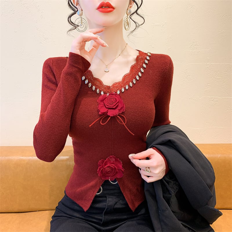 【tops】立体フラワーニットトップス　M27793
