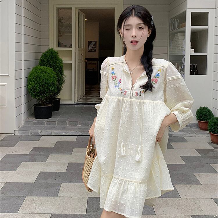 【dress】ランタンスリーブ花柄ワンピース G20348