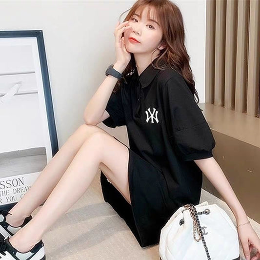 【dress】2色POLOネックパフ袖ワンピースF7672