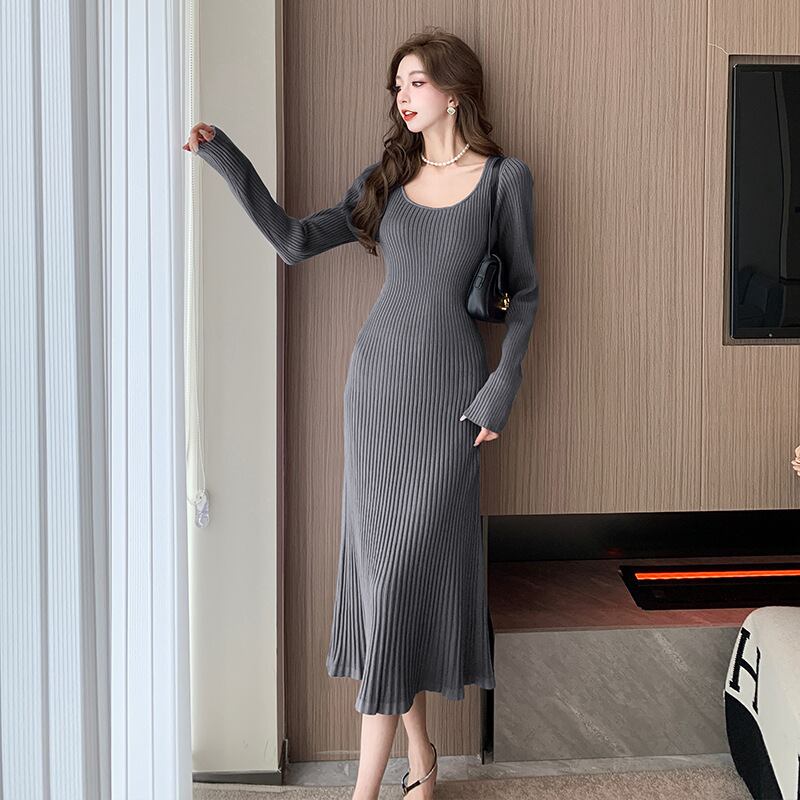 【dress】無地ニットワンピース　M18293