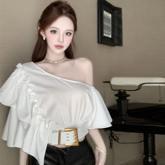 【tops】フリルフレアスリーブブラウスG22128