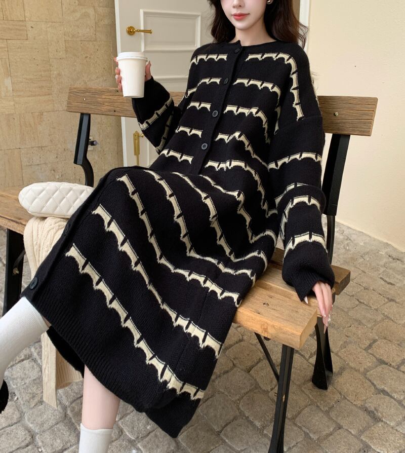 【dress】ボーダー柄ニットワンピース　M28377
