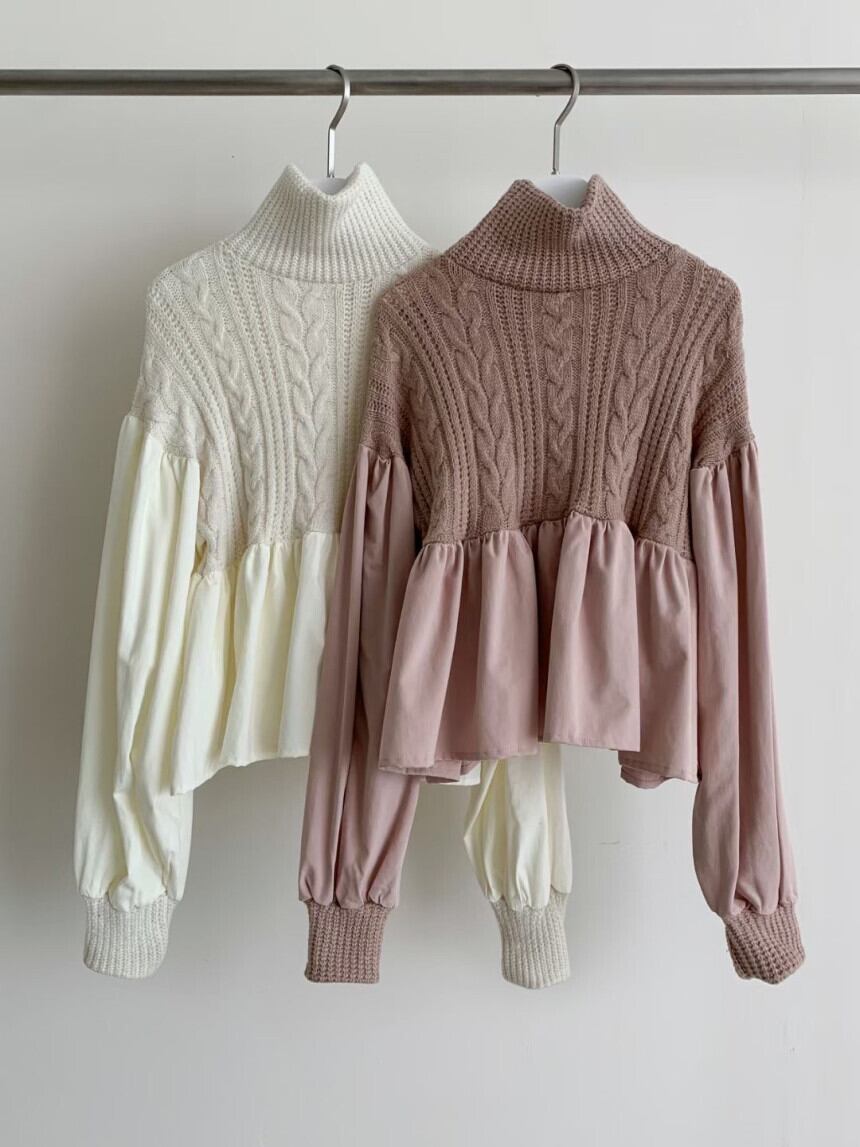 【tops】ドッキングニットトップス　M26829