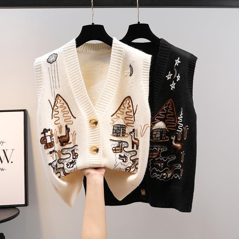 【tops】刺繍ニットチョッキG19846