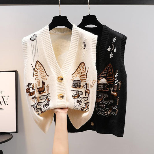 【tops】刺繍ニットチョッキG19846