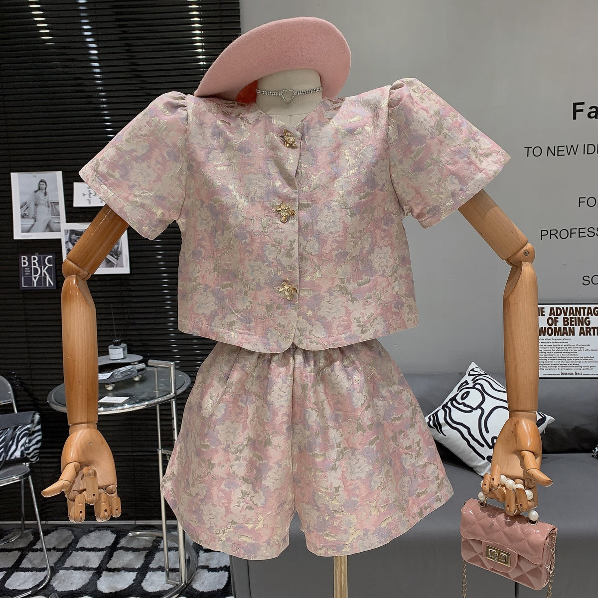 【set】ジャカードトップス×ショートパンツセット
