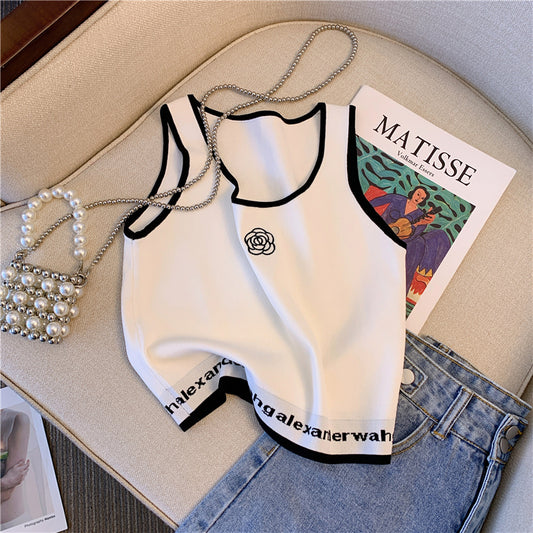 【tops】2色UネックニットタンクトップF7854