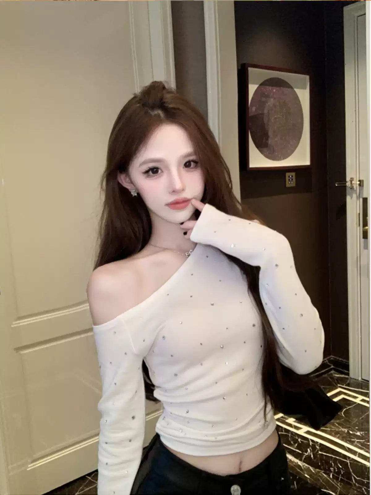 【tops】キラキラ長袖TシャツF8305