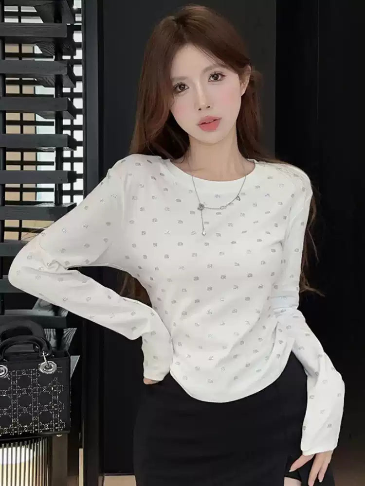 【tops】キラキラ2色長袖TシャツF8304