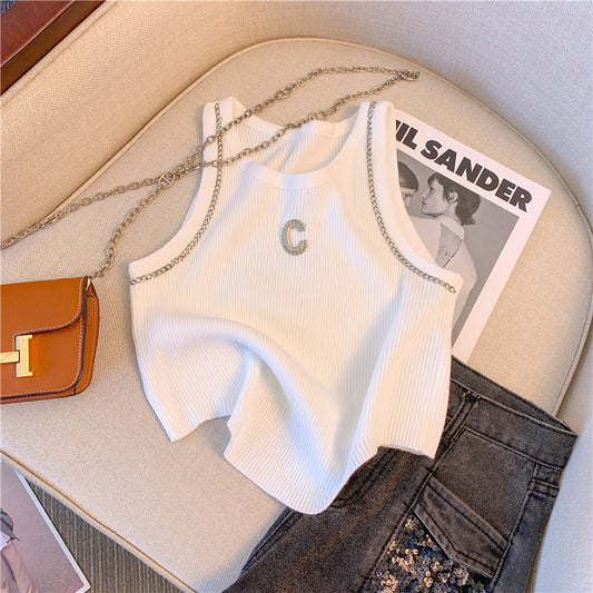 【tops】2色ラウンドネックタンクトップF7857