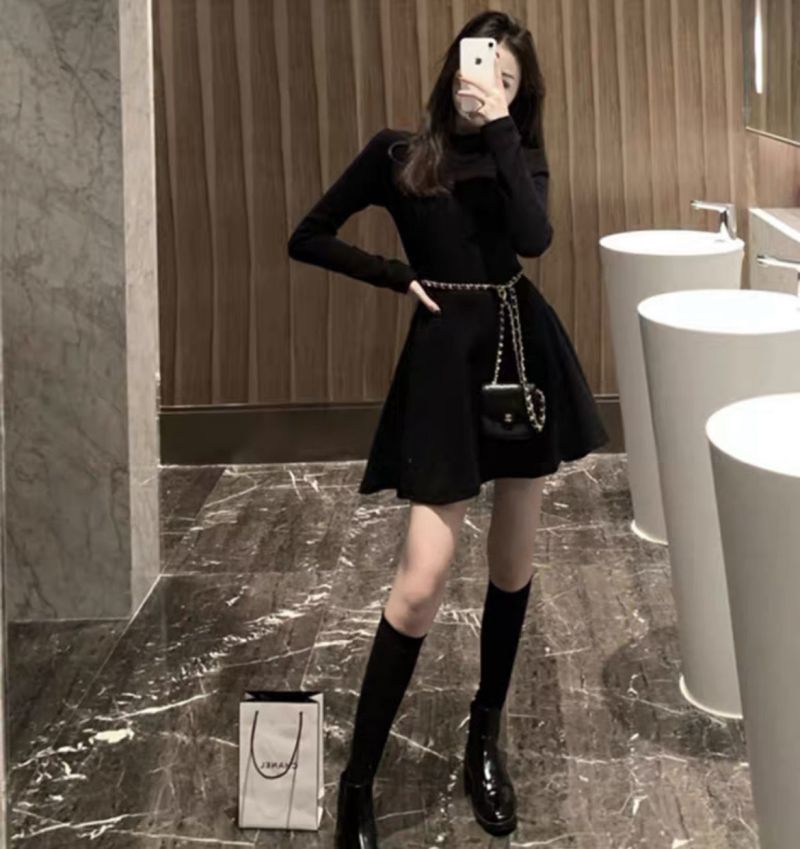 【dress】長袖AラインワンピースF8334