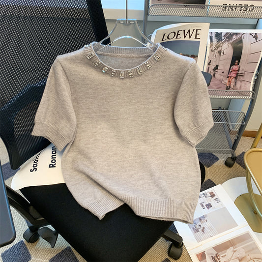 【tops】半袖ニットＴシャツF7779
