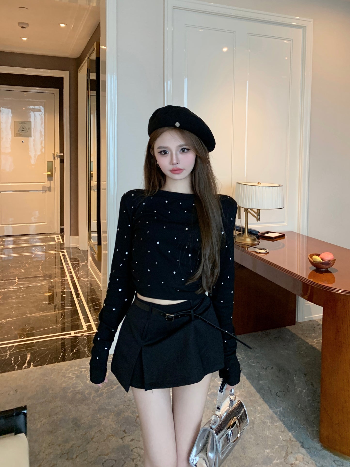 【tops】2色キラキラ長袖TシャツF8306