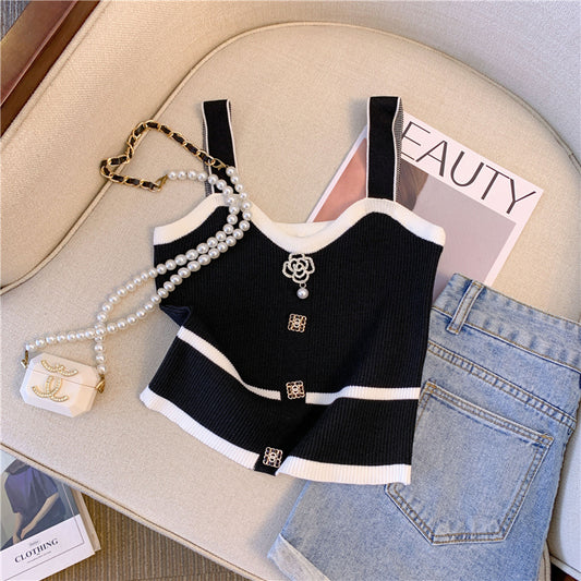 【tops】2色配色ニットキャミソールF7814