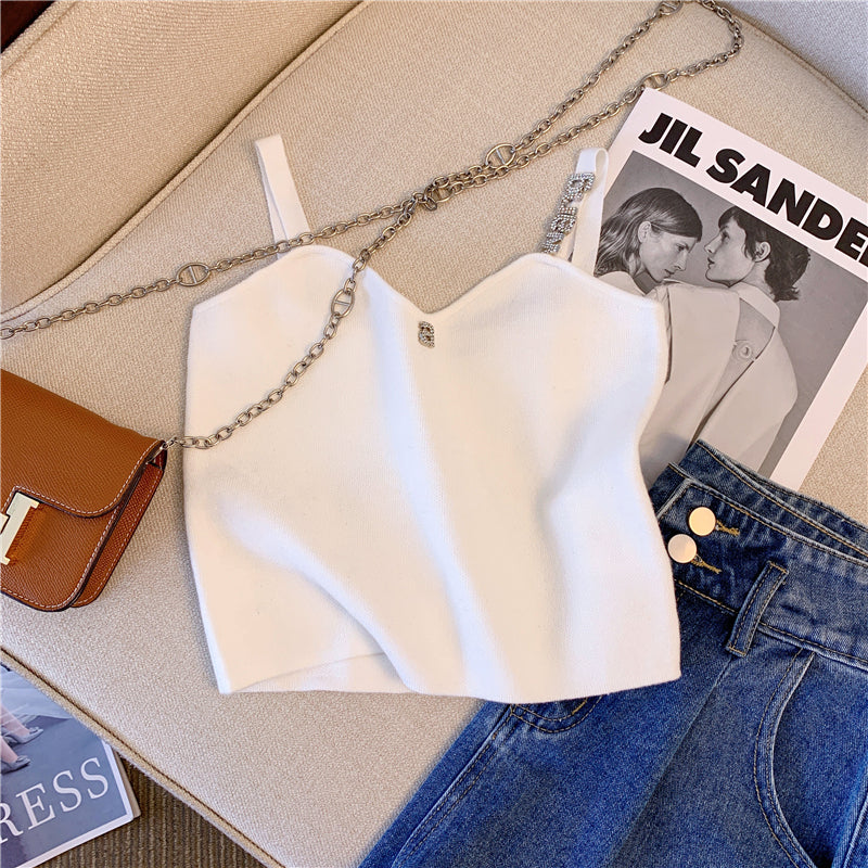 【tops】2色VネックキャミソールF7856