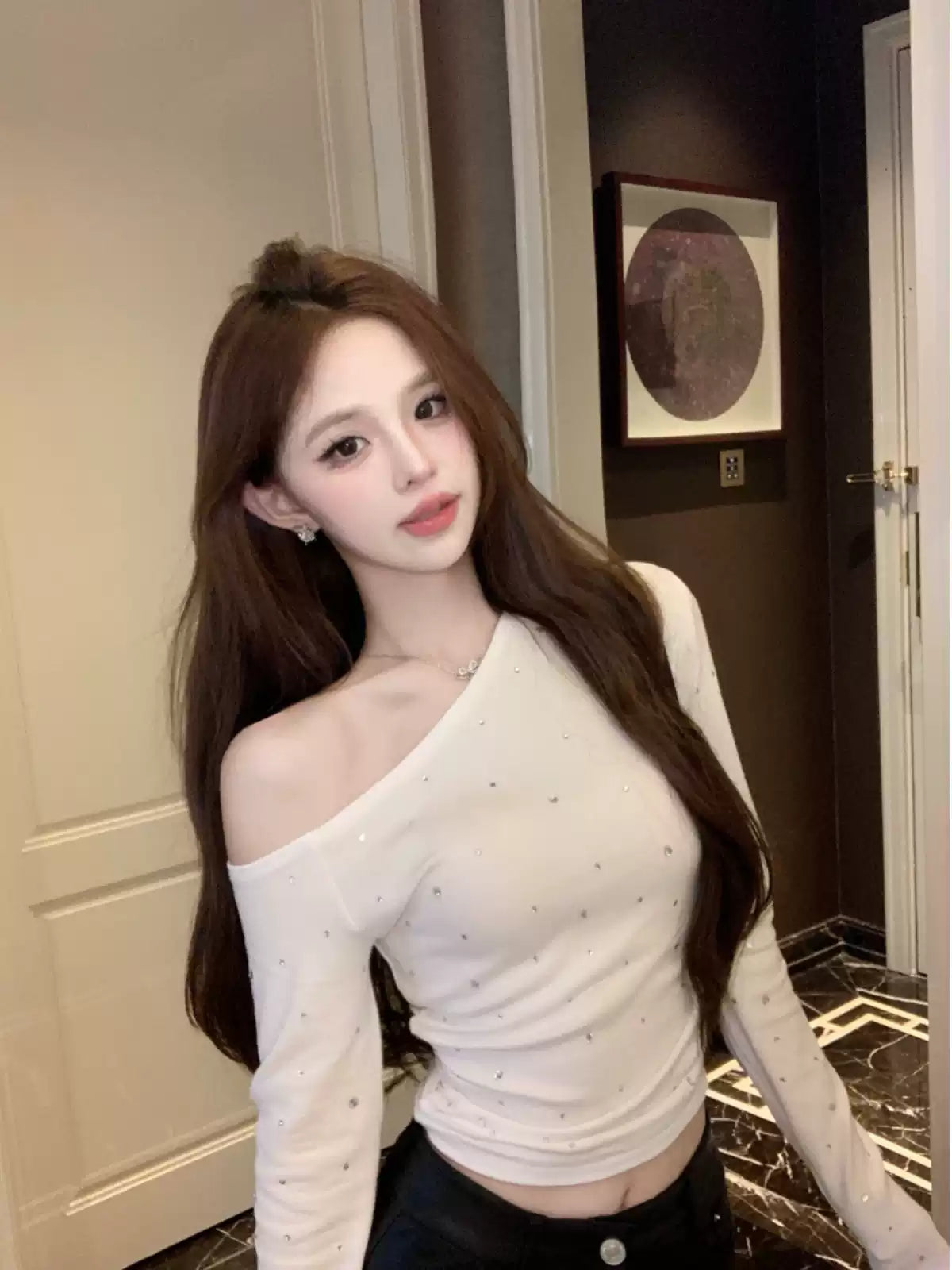 【tops】キラキラ長袖TシャツF8305