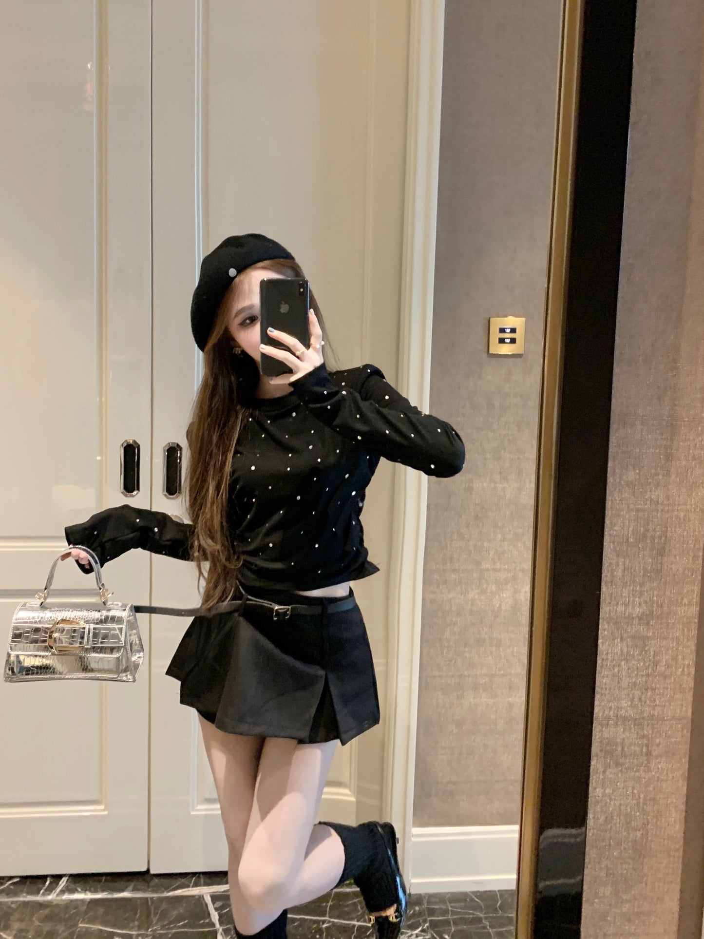 【tops】2色キラキラ長袖TシャツF8306