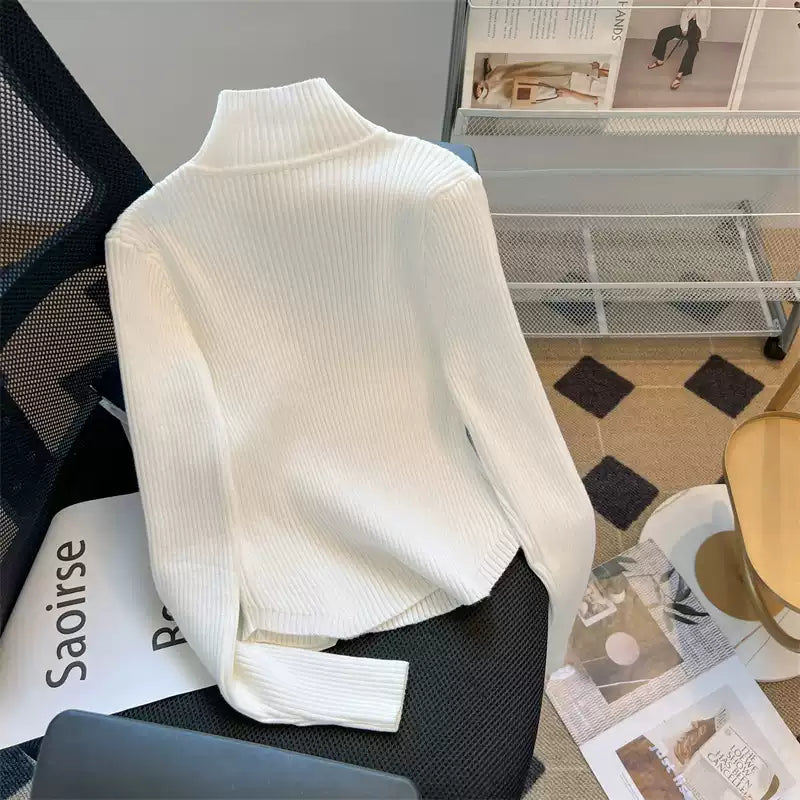 【tops】ハーフネック長袖ニットセーターF8240