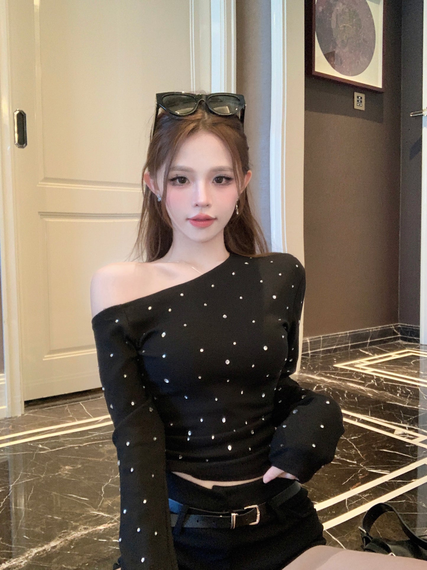 【tops】キラキラ長袖TシャツF8305