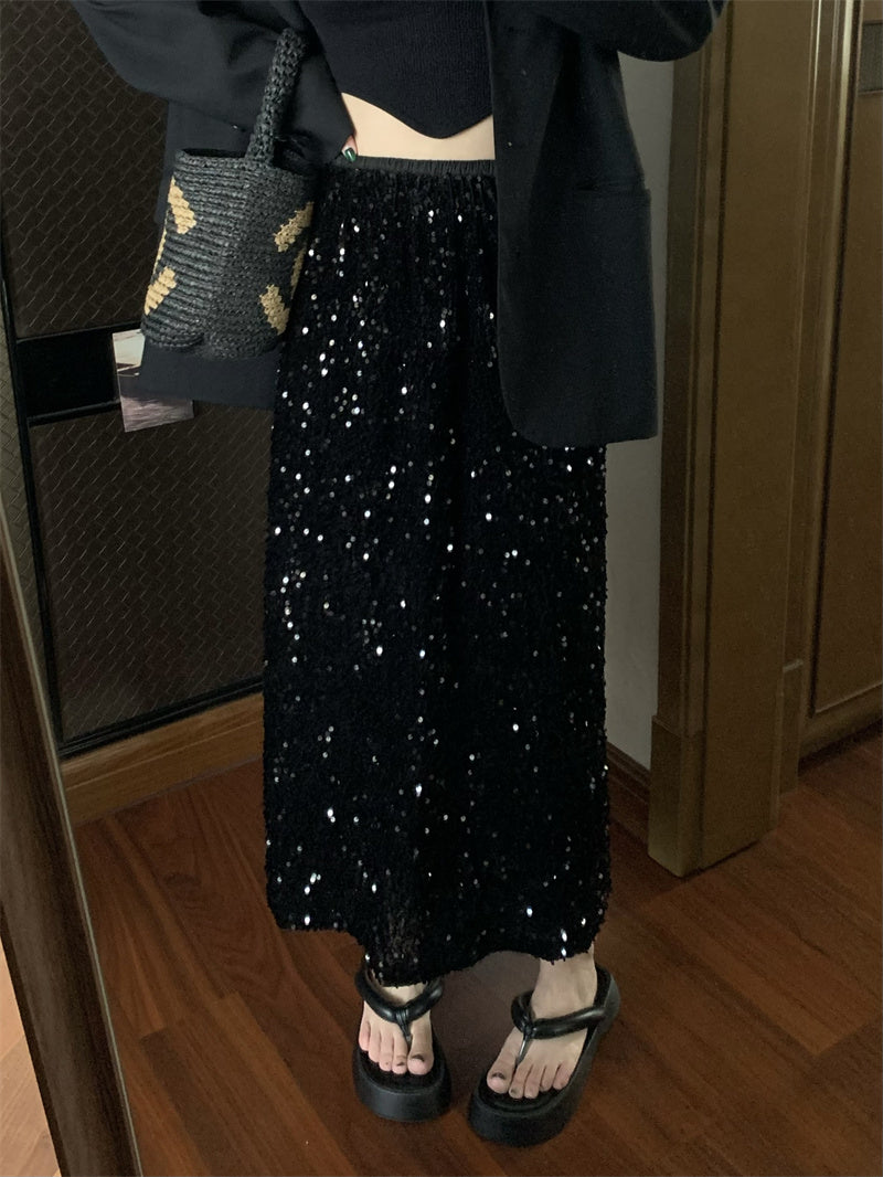 【bottoms】キラキラロング丈スカートF8295