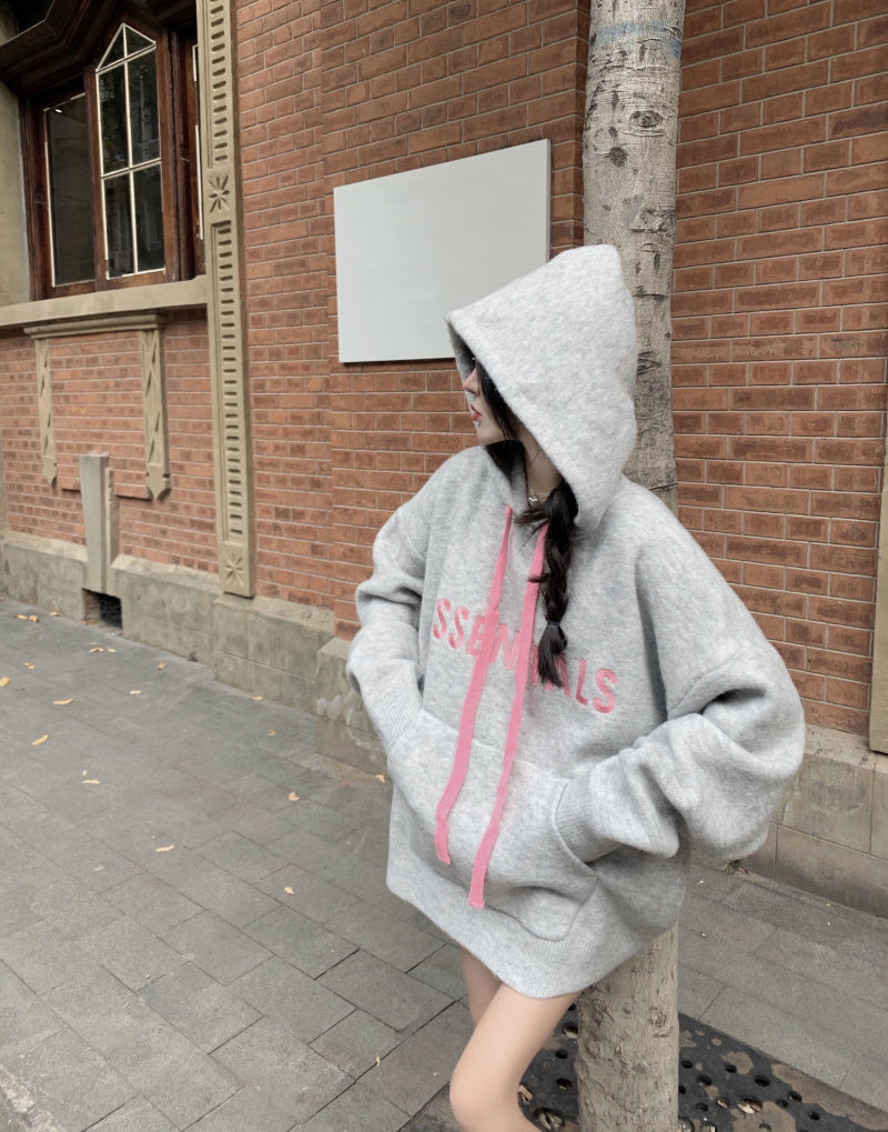 【tops】フード付き長袖ニットセーターF8309