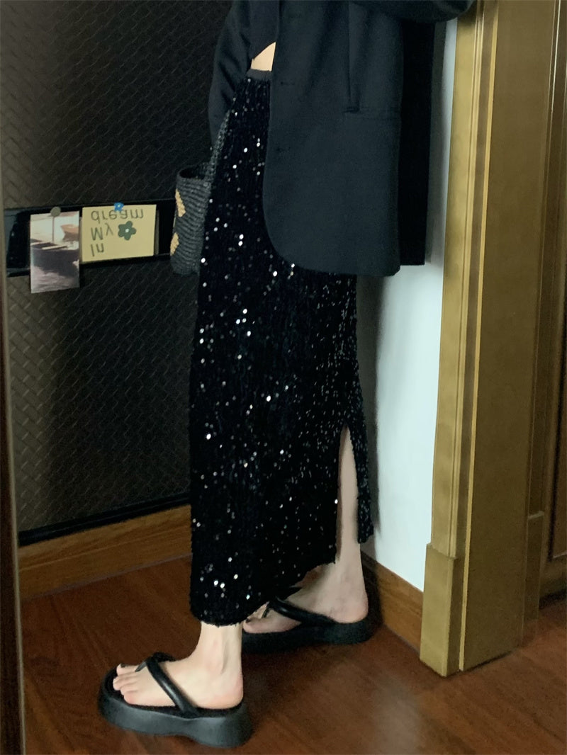 【bottoms】キラキラロング丈スカートF8295