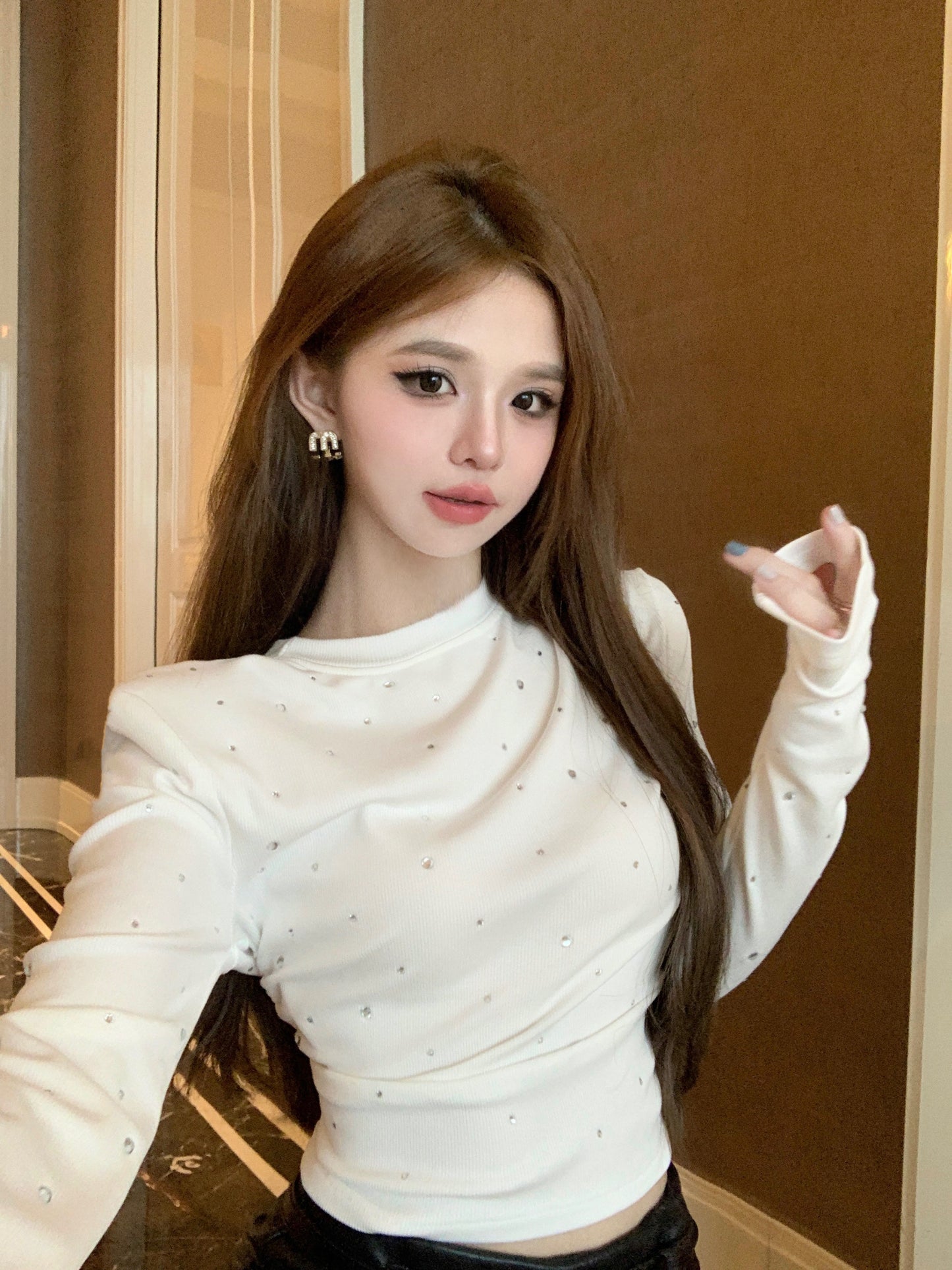 【tops】2色キラキラ長袖TシャツF8306