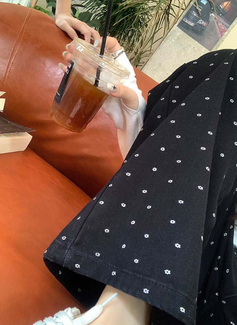 【bottoms】ドット柄ガウチョパンツF8328