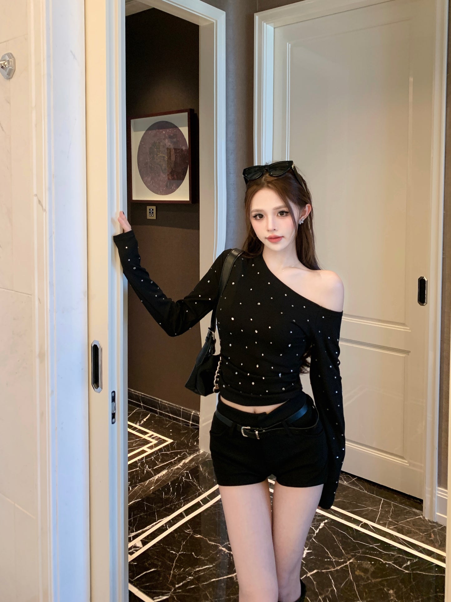 【tops】キラキラ長袖TシャツF8305