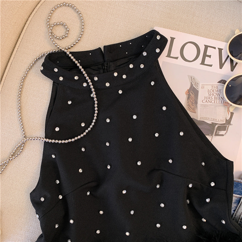 【tops】2色キラキラフリンジキャミソールF7769