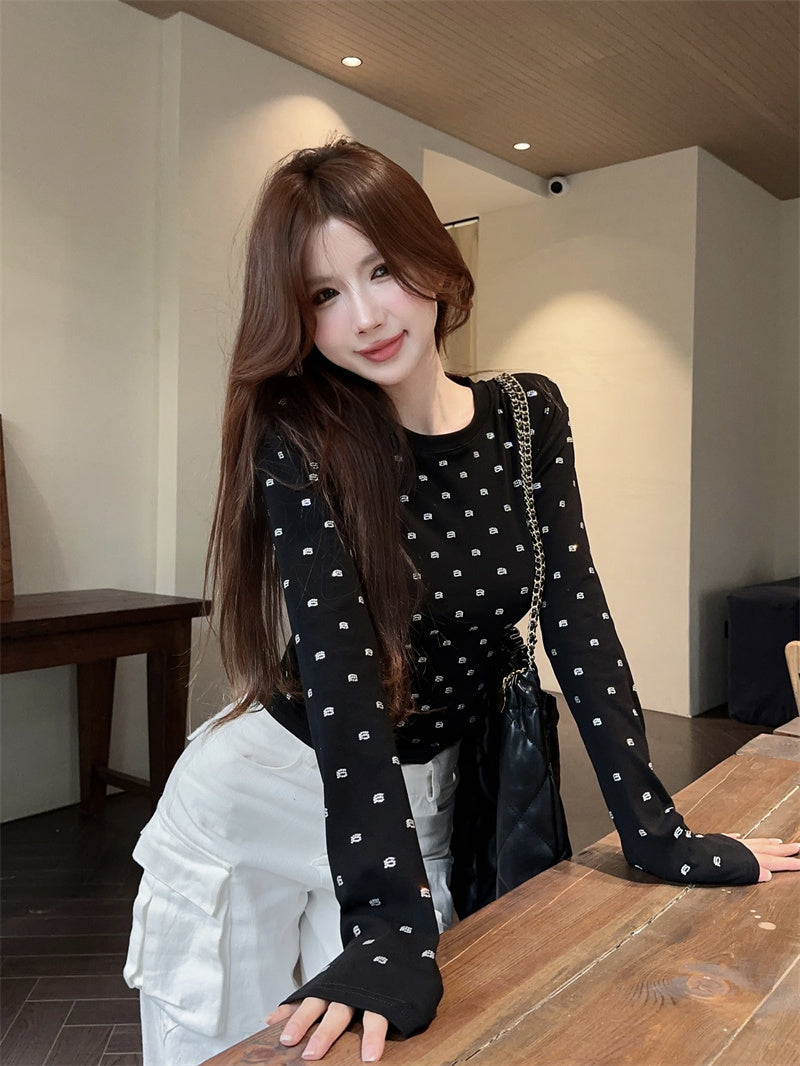 【tops】キラキラ2色長袖TシャツF8304