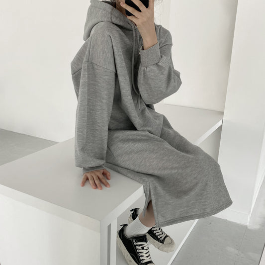 【dress】フード付き長袖パーカーワンピースF8002
