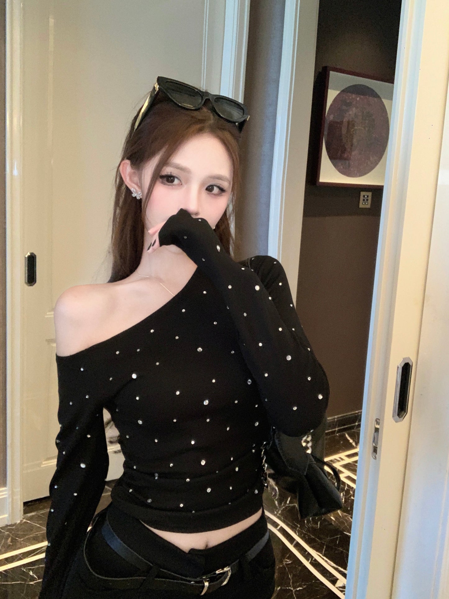 【tops】キラキラ長袖TシャツF8305