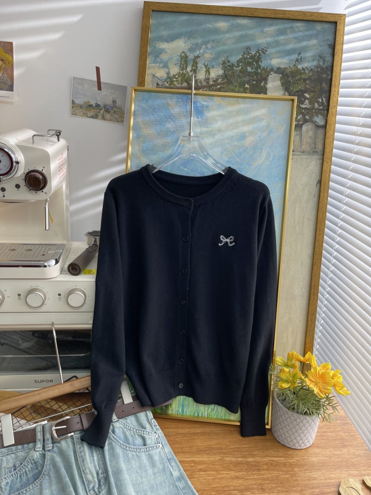 【outer】リボン刺繍ニットカーデ　M26314
