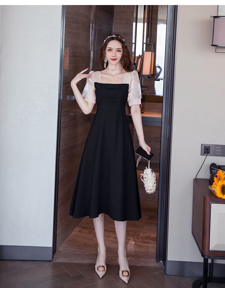 【dress】エレガント気質満点淑女スウィートスクエアネック切り替えワンピース G0180