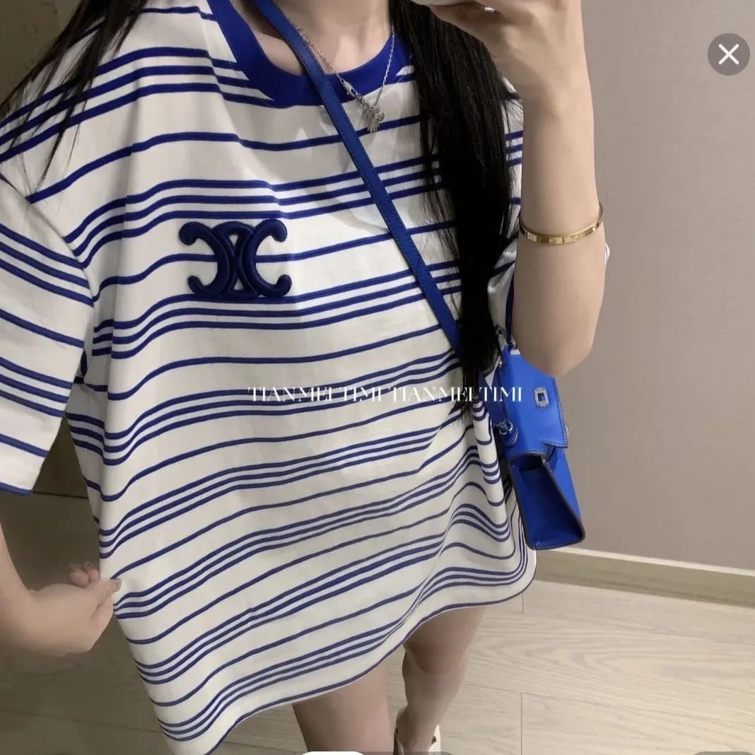 【tops】半袖ボーダー柄TシャツF7793