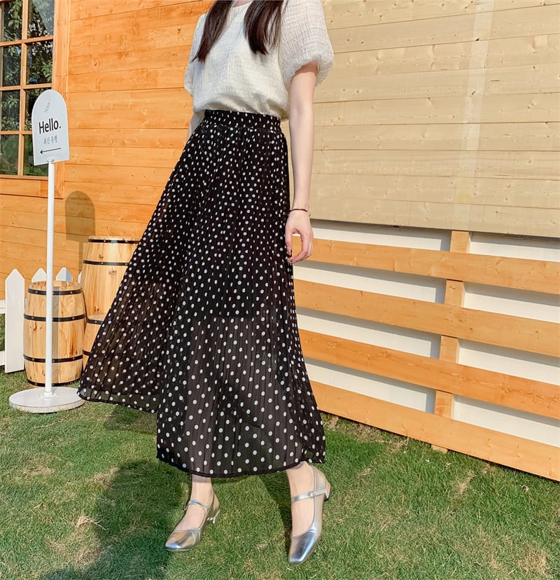 【bottoms】シフォンドット柄スカートG20489
