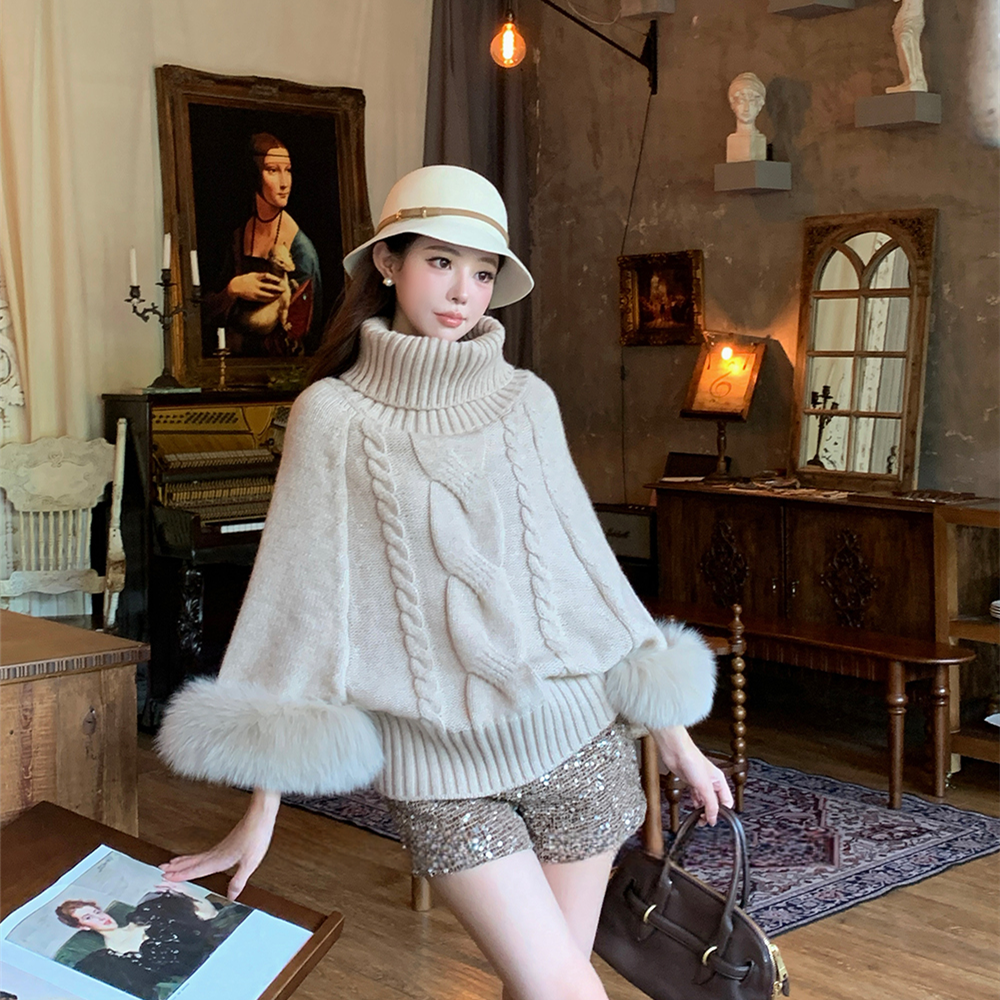 【tops】2WAY袖ファーオフショルニットトップス　N3378