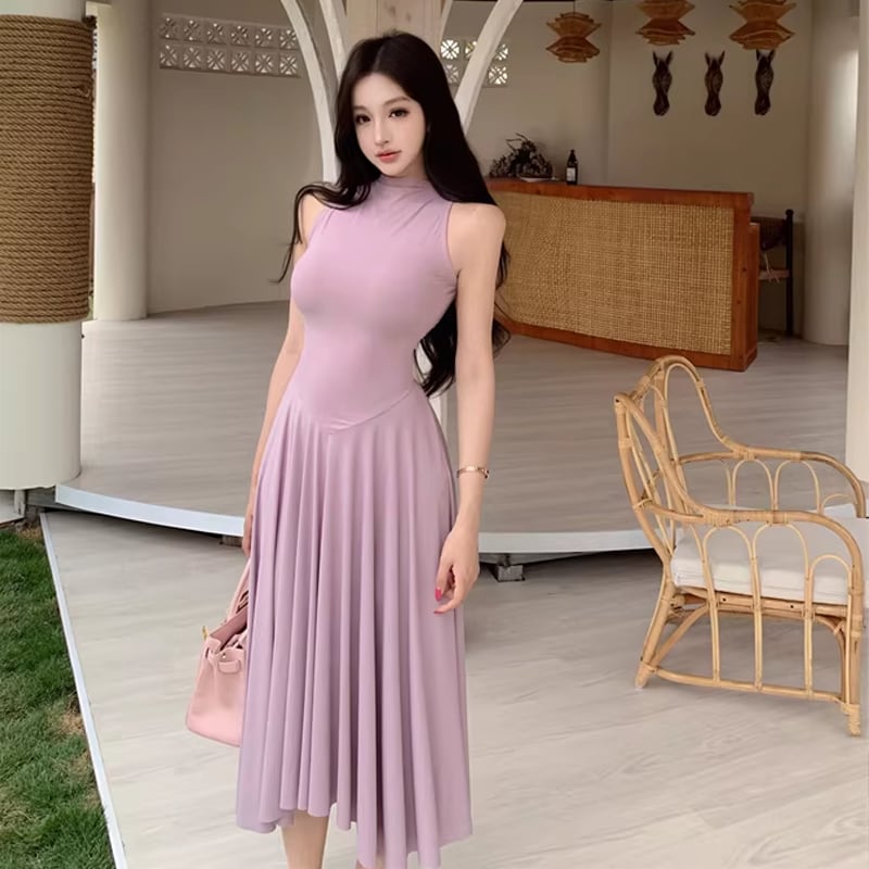 【dress】ノースリーブロングワンピース Q8375