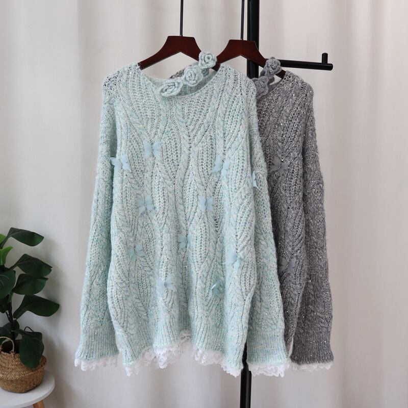 【tops】立体フラワーニットセーター　M28078