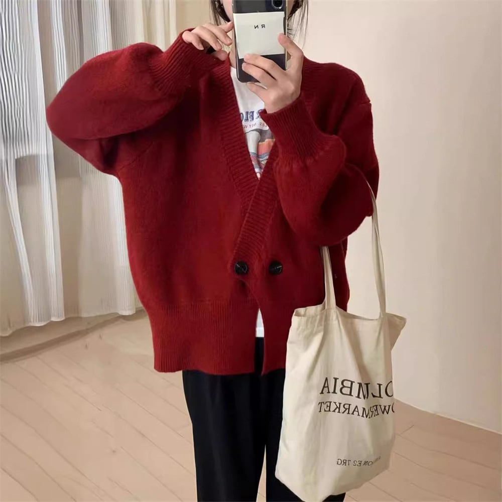 【outer】Vネックニットカーデ　M25974