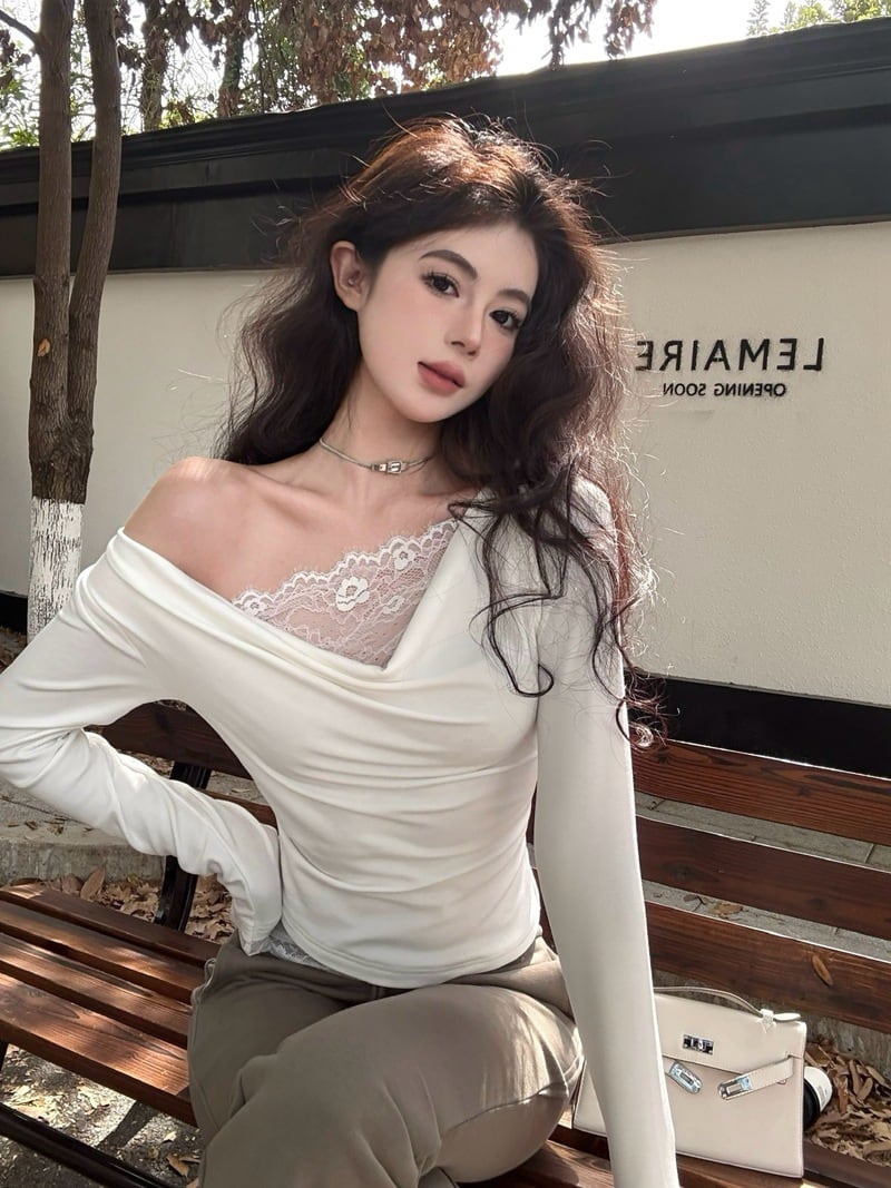 【tops】レース切り替えトップス　M28268